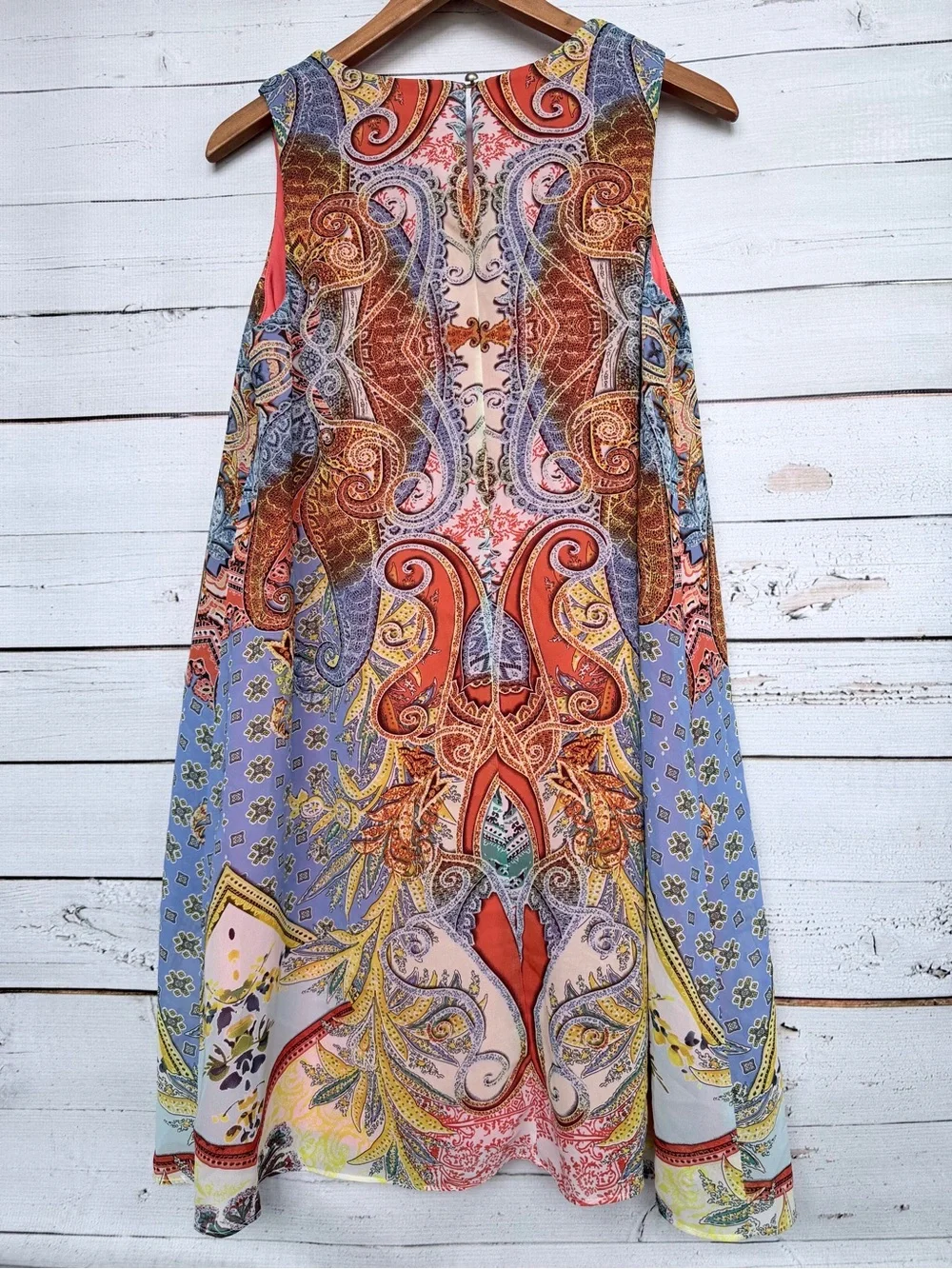 Sandra Darren Boho Paisley Embellished Keyhole Shift Dress -10